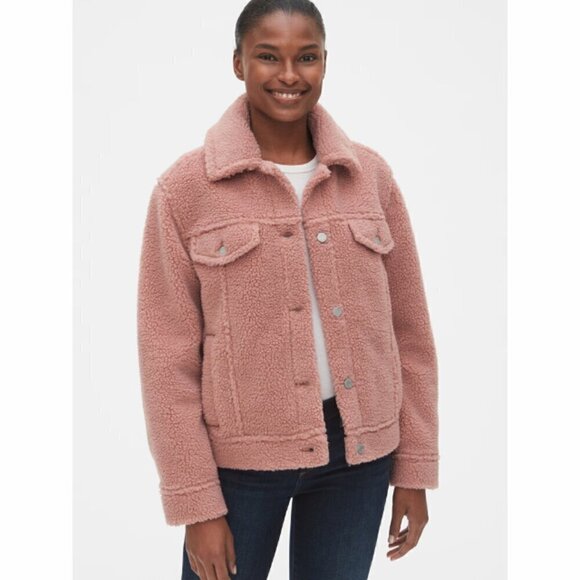 GAP Icon Sherpa Jacket in Earthenware Red - Picture 1 of 5